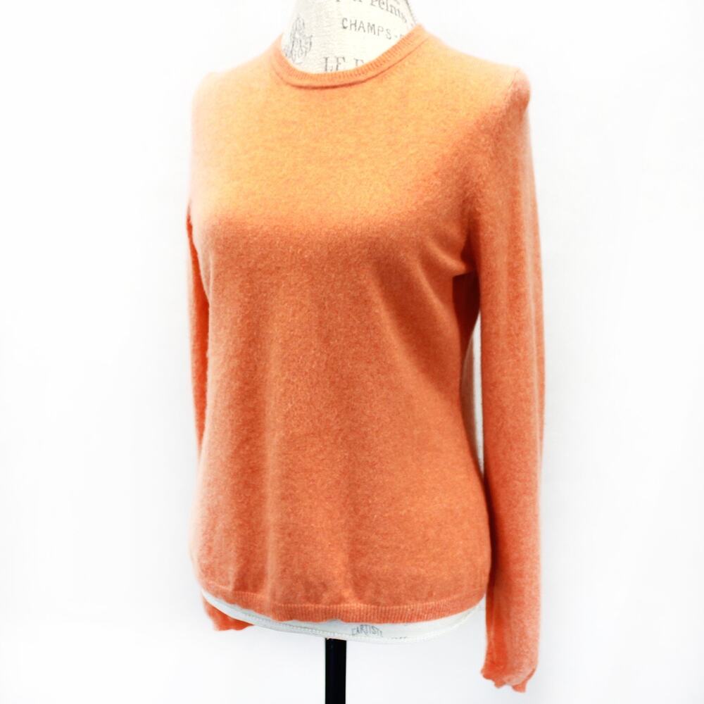 Valerie Stevens Sweater Orange Pullover 2-ply 100% Cashmere Cozy Minimalist M